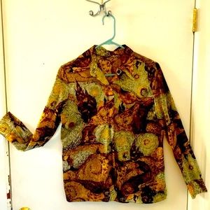 VTG Van Gogh-esque graphic button down blouse